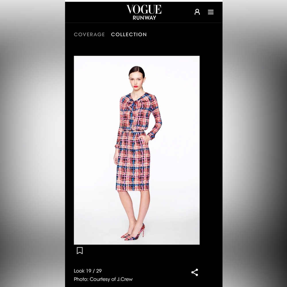 J. Crew Collection Electric Plaid Pencil Skirt 100% Silk featured in Vogue